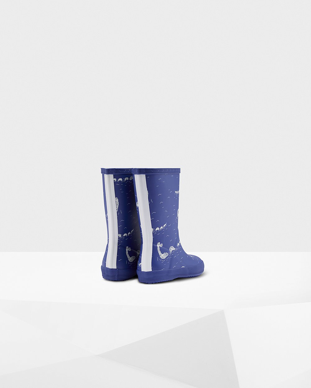 Hunter Original First Classic Nessie Print Rain Boots - Online Sale Kids Blue - POUFLR401